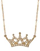 Lord & Taylor 14k Yellow Gold Diamond Crown Necklace