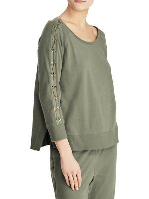 Lauren Ralph Lauren Lace-up French Terry Top