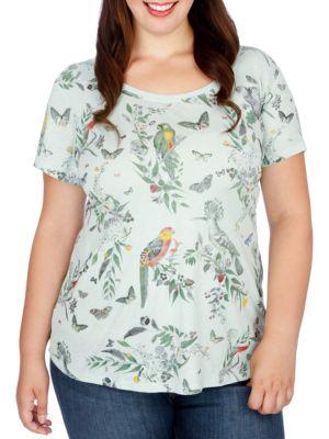 Lucky Brand Plus Printed Roundneck Top