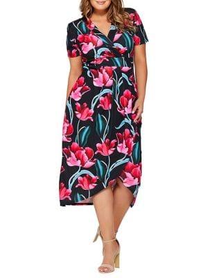 Quiz Curve Plus Crepe Floral Midi Dress