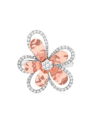 Lord & Taylor Two-tone Crystal Flower Ring