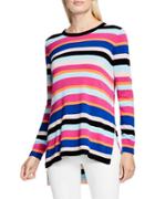 Vince Camuto Cotton-blend Long Sleeve Striped Pullover