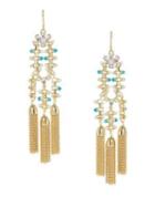 Sole Society Faux Pearl And Crystal Drama Tassel Earrings
