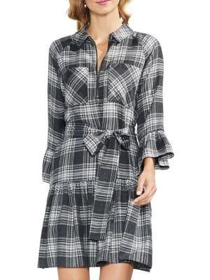 Vince Camuto Menswear Charm Plaid Ruffled Mini Dress