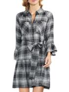 Vince Camuto Menswear Charm Plaid Ruffled Mini Dress