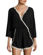 Design Lab Lord & Taylor Pompom Accented Romper