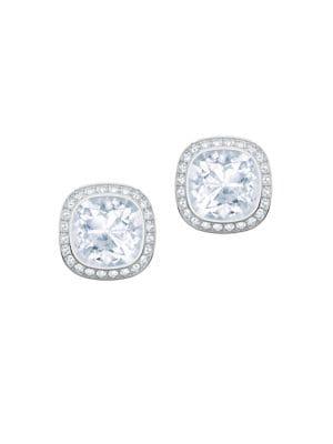Swarovski Rhodium-plated And Crystal Lattitude Stud Earrings