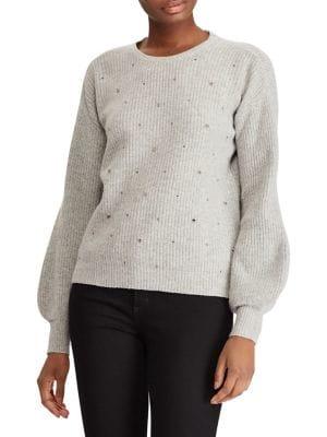 Lauren Ralph Lauren Beaded Bishop-sleeve Sweater