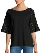 Lord & Taylor Lace Bell Sleeve Top