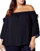 Mblm By Tess Holliday Lace-up Off-the-shoulder Top