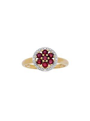 Lord & Taylor Diamond, Ruby And 14k Yellow Gold Ring