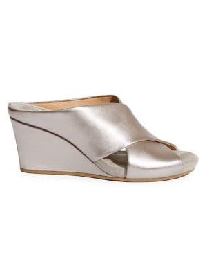 Nic+zoe Terry Crossband Leather Wedge Sandals