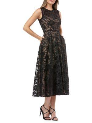 Carmen Marc Valvo Infusion Sleeveless Lace Midi Dress