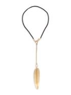 Robert Lee Morris The Goddess Sculptural Leaf Leather Y-shaped Necklace