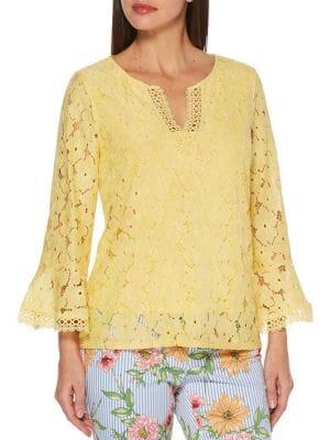 Rafaella Split Neck Lace Top