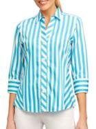 Foxcroft Petite Striped Casual Button-down Shirt