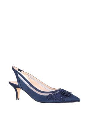 Nina Taela Embellished Metallic Slingback Pumps