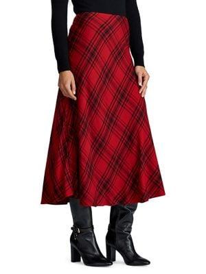 Lauren Ralph Lauren Plaid A-line Midi Skirt