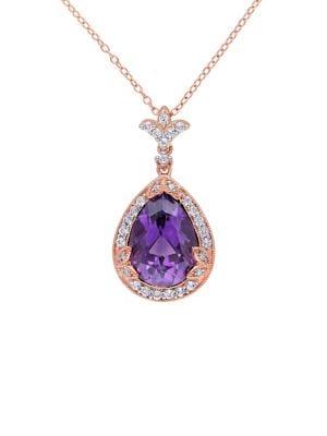 Sonatina 18k Rose Goldplated Sterling Silver, Amethyst, White Topaz & 0.05 Tcw Diamond Pendant Necklace