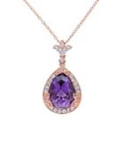 Sonatina 18k Rose Goldplated Sterling Silver, Amethyst, White Topaz & 0.05 Tcw Diamond Pendant Necklace