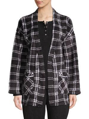 Nuit Rouge Plaid Open-front Cardigan