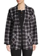 Nuit Rouge Plaid Open-front Cardigan