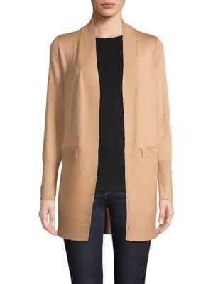 Premise Ribbed-trim Open-front Cardigan