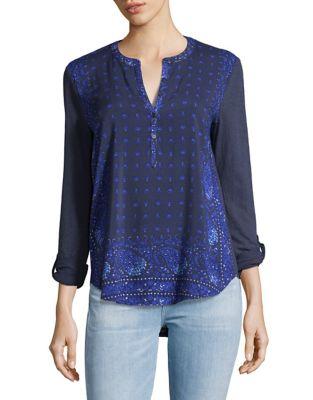 Lucky Brand Printed Long Sleeves Top