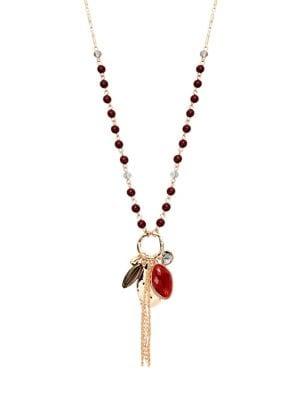 Black Diamond Goldtone Beaded Pendant Necklace