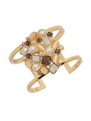 Vince Camuto Goldtone And Glass Stone Cluster Cuff Bracelet