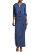 Alex Evenings Petite Open-front Jacket And Side-wrap Long Dress