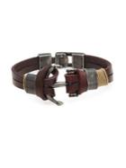 Black Brown Stainless Steel & Leather Bracelet