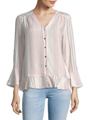 Ivanka Trump Varigated Stripe Bell-sleeve Top