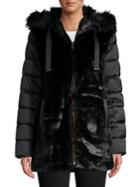 Via Spiga Plus Packable Puffer Faux Fur Jacket
