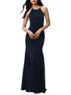 Jenny Yoo Naomi Halter Strappy-back Flare Gown