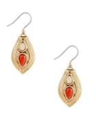 Lucky Brand Coral And Stone-accented Drop Earrings