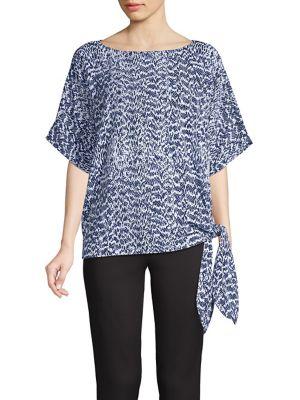 Michael Michael Kors Petite Printed Side Tie Top