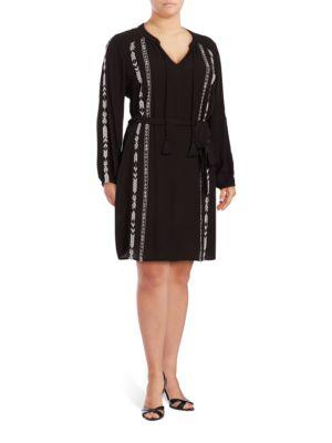 Jessica Simpson Plus Arielle Long Sleeved Embroidered Dress