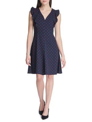 Tommy Hilfiger Dianah Dot Scuba Crepe Fit-&-flare Dress