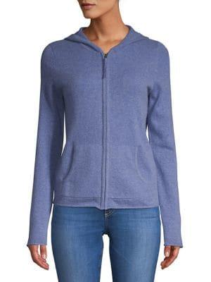 Lord & Taylor Solid Cashmere Zip Hoodie