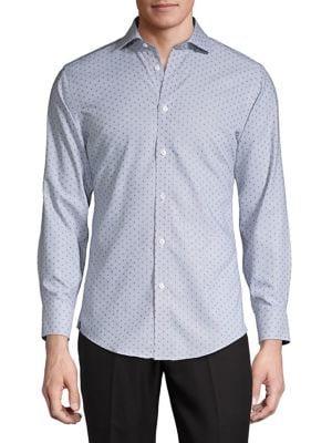 Black Brown Dotted Button-down Shirt