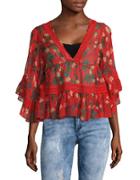 Free People Bright Lights Embroidered Blouse