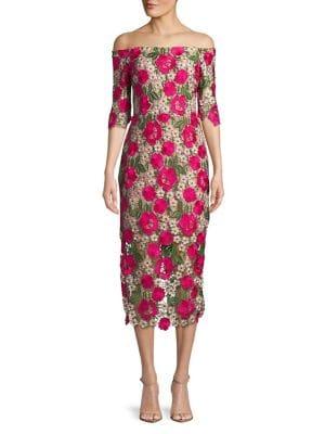 Xscape Floral Off-the-shoulder Sheath Dress