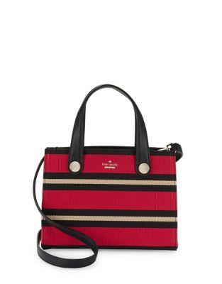 Kate Spade New York Narrow Stripe Design Leather Satchel Bag