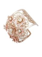 Ivanka Trump Faux Pearl And Crystal Wide Cuff Bracelet