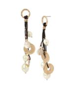 Lord Taylor Faux Pearl And Leather Chandelier Earrings