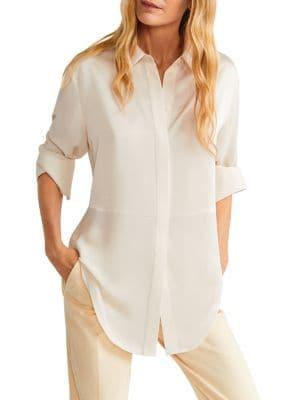 Mango Spread Collar Satin Shirt