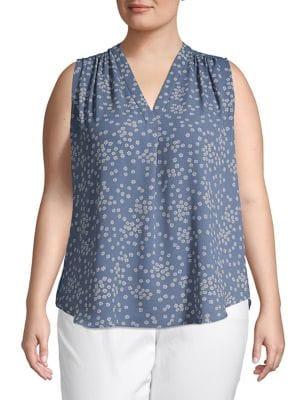 Vince Camuto Plus Sleeveless Floral Blouse