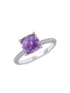 Sonatina 14k White Gold, Amethyst And 0.1 Tcw Diamond Engagement Ring