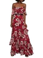 Bcbgmaxazria Off-the-shoulder Festive Floral Maxi Dress